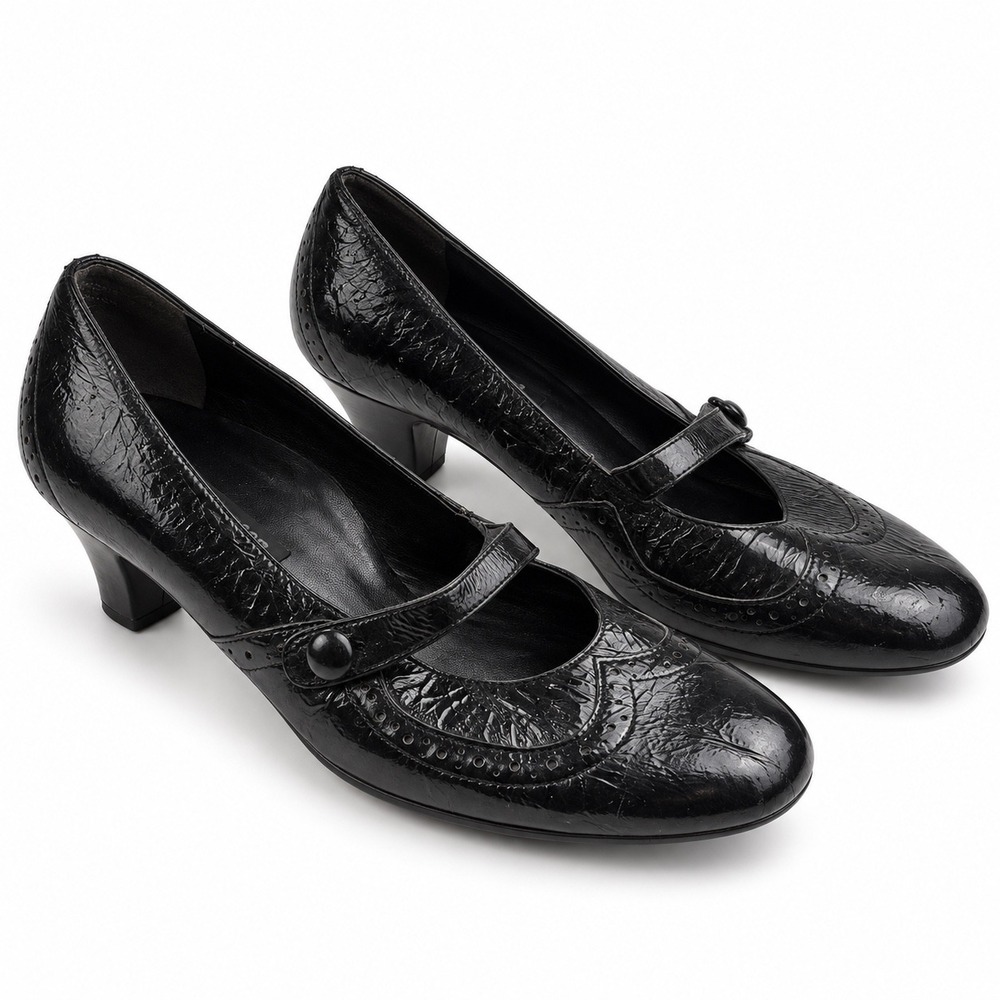 Paul Green Vintage Y2K Black Patent Leather Mary Jane Pumps Women's Size 5.5